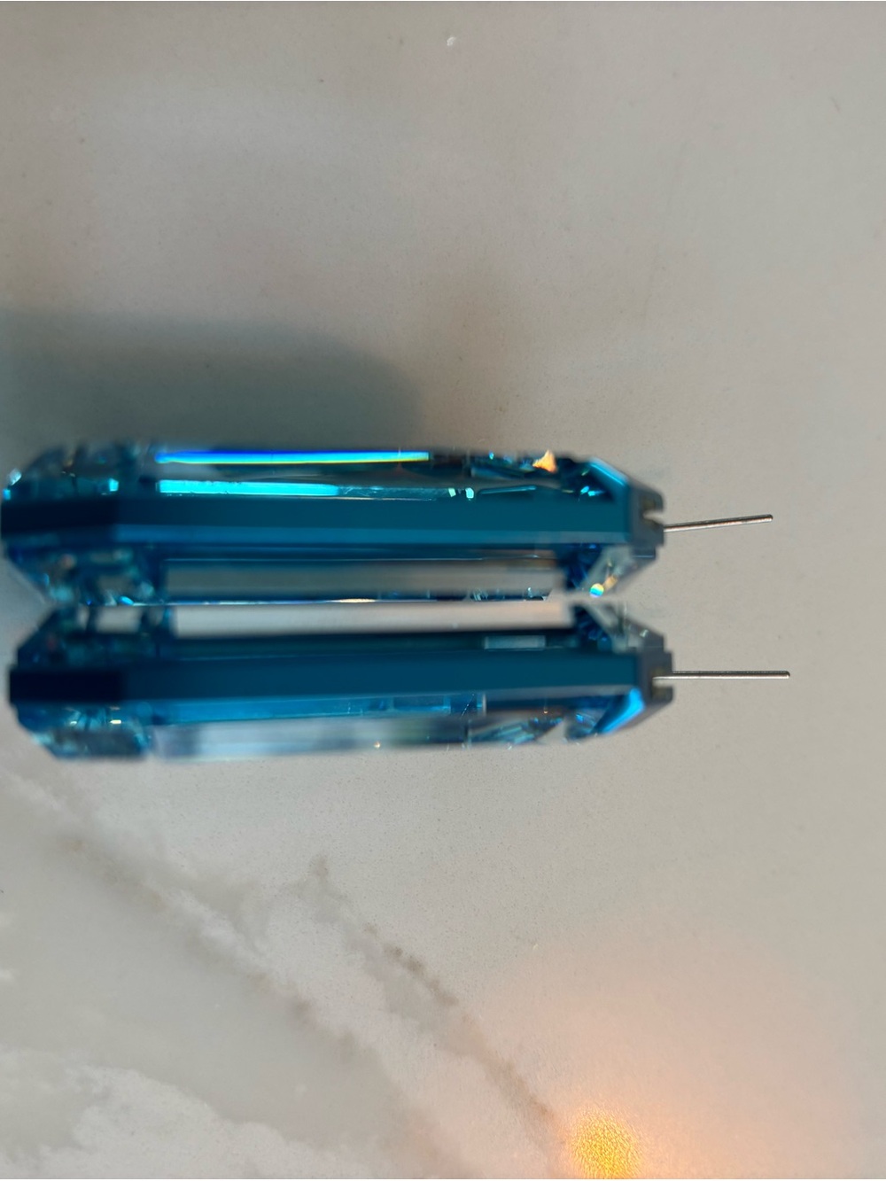 Swarovski Lucent Blue Crystal Hoop Earrings - Picture 5 of 9